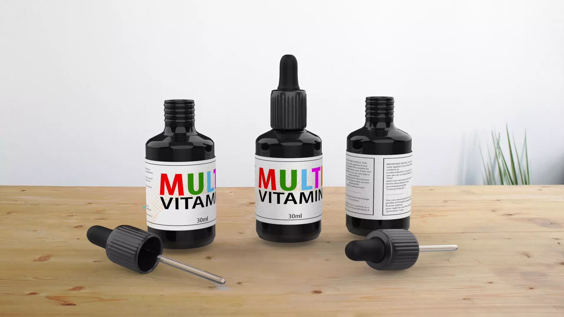 Glass Dropper Bottles and Glass Pipette Free 3D model