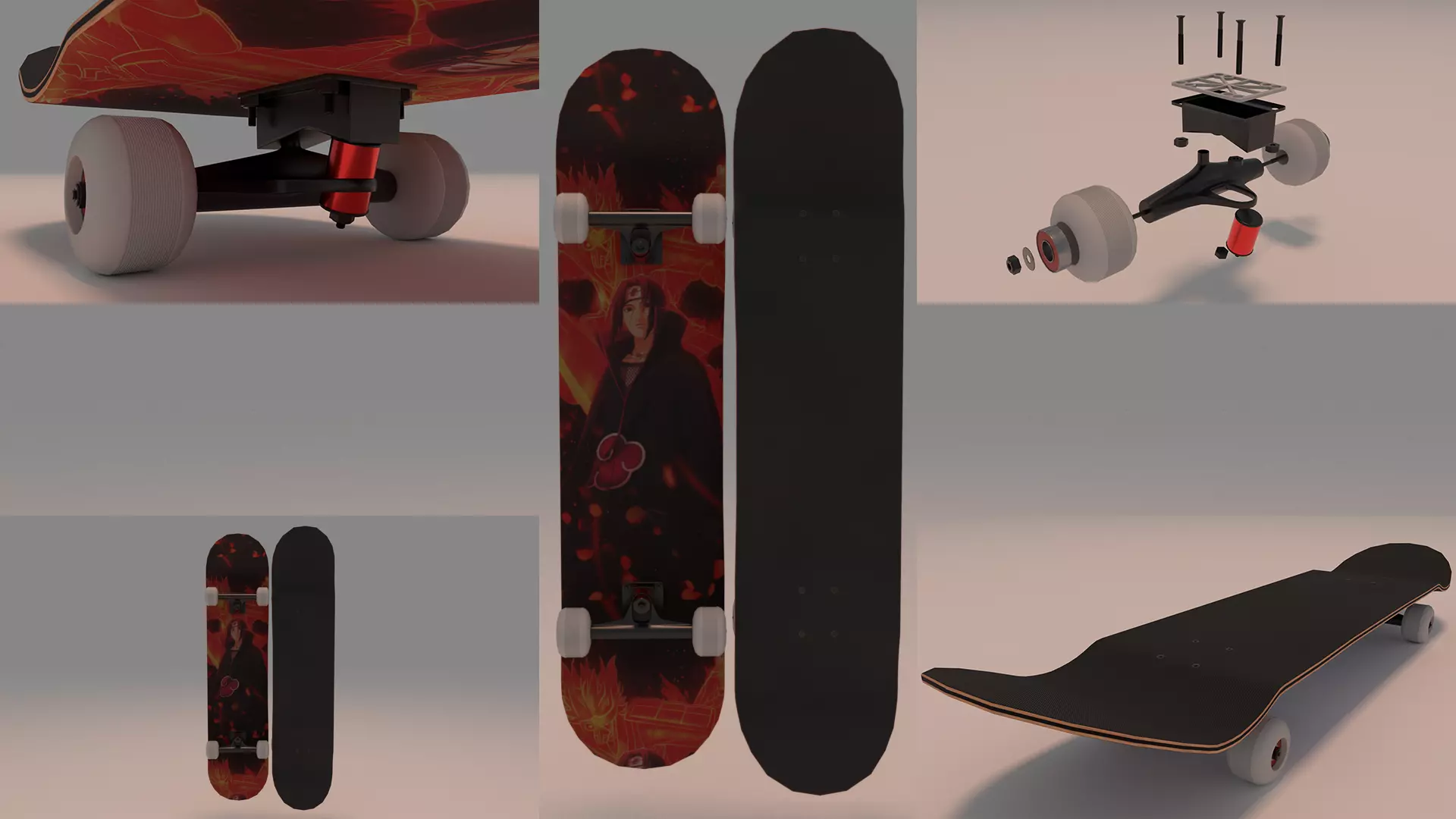 Itachi Anime Series Skateboard 3D model