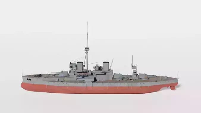 Dreadnought class battleship from World War 1 3D model