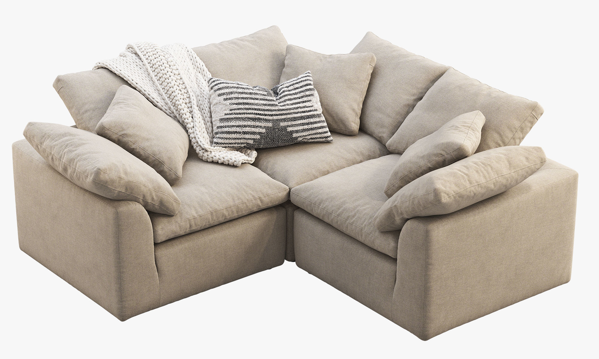 Joybird Bryant Modular Corner Sectional Sofa 3 piece 3D model_4