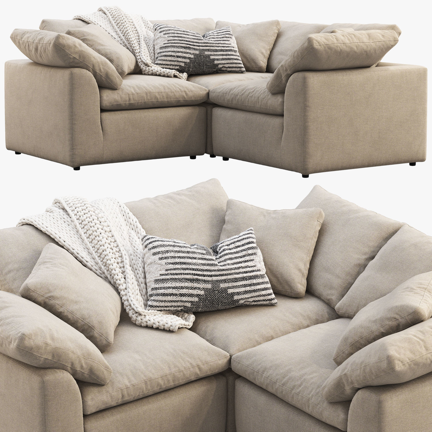 Joybird Bryant Modular Corner Sectional Sofa 3 piece 3D model_1