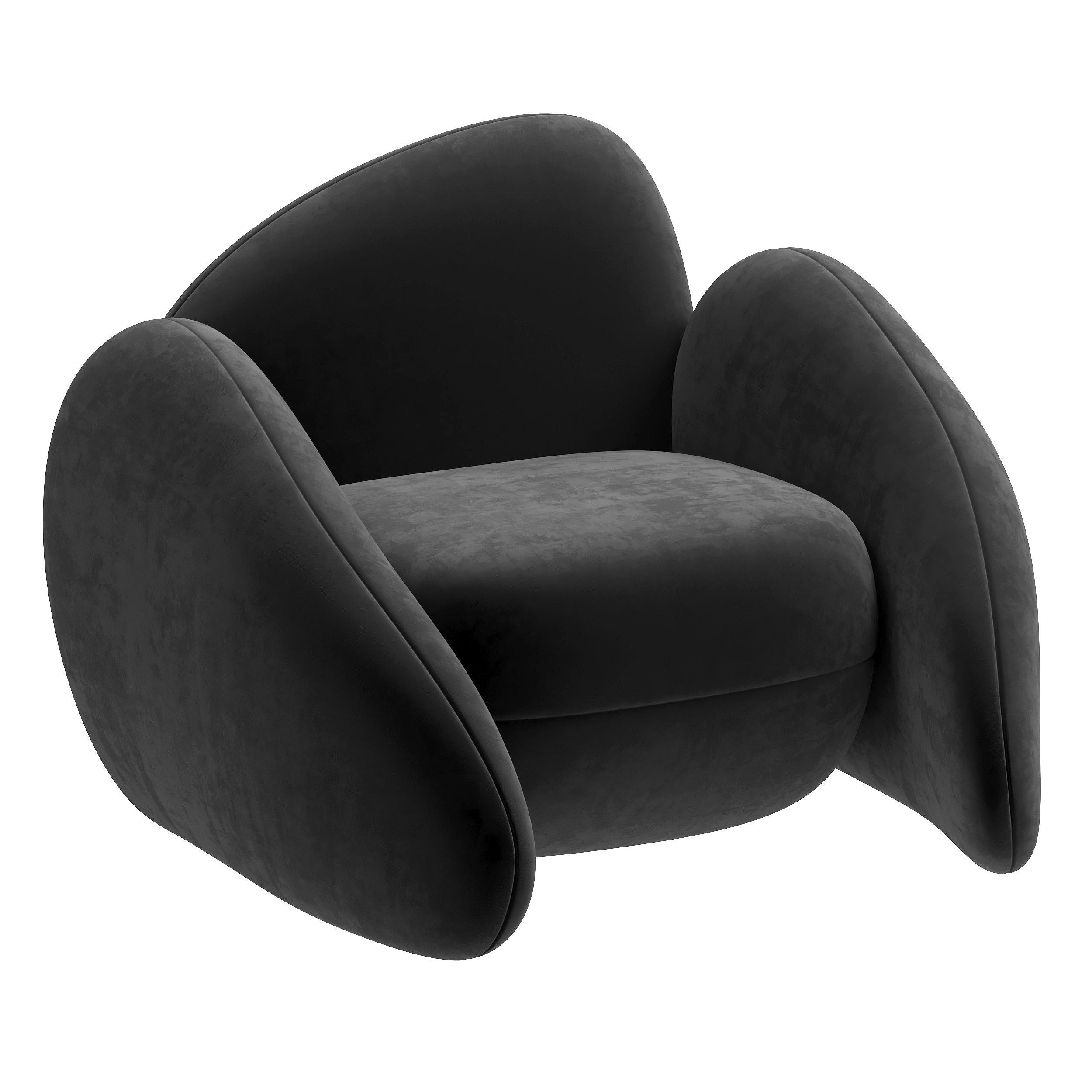 chair lounge velvet 3D model_1