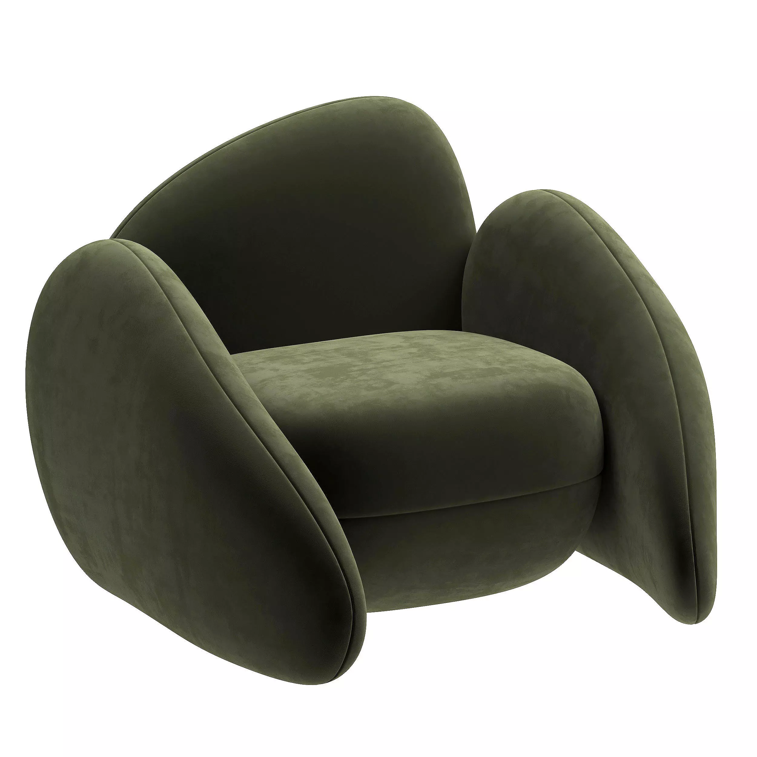chair lounge velvet 3D model_0