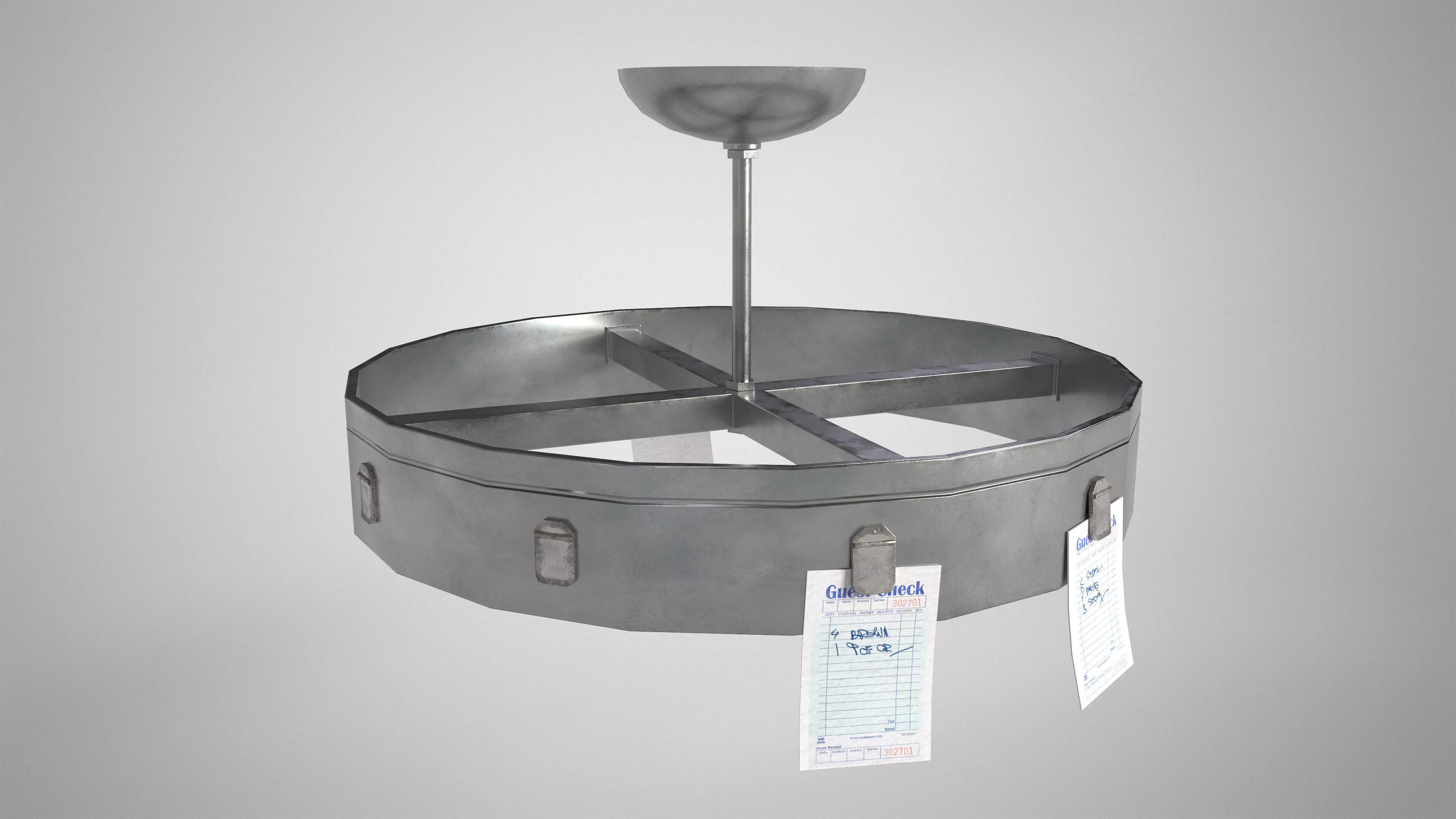 Retro Cafe Ticket Holder - Old Diner Order Wheel Gameready Low-poly 3D model