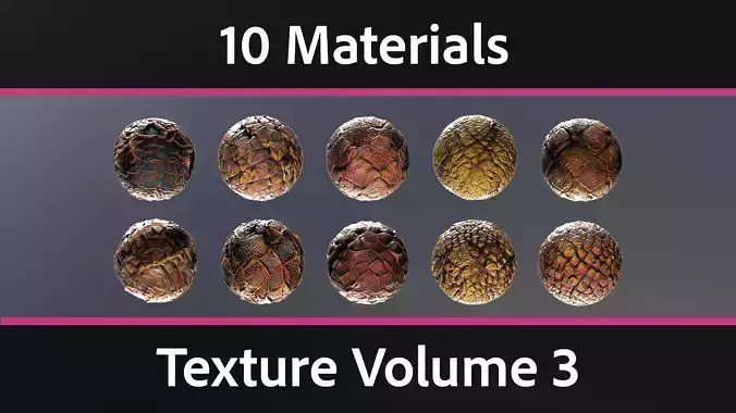 10 Materials Skin Dragon Seamless PBR Volume 3
