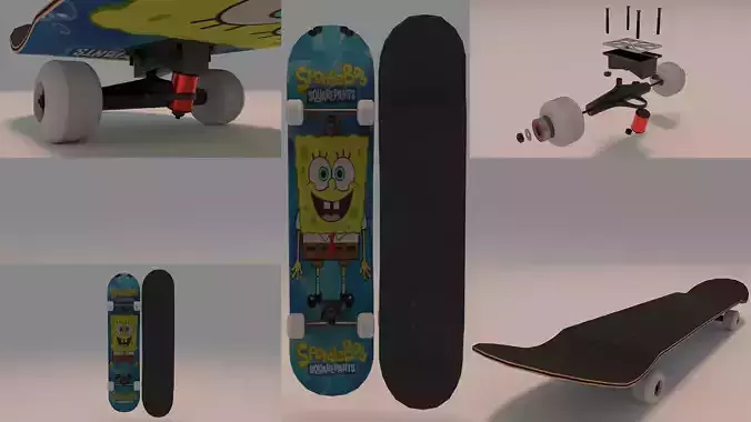 Spongebob SquarePants Skateboard 3D model