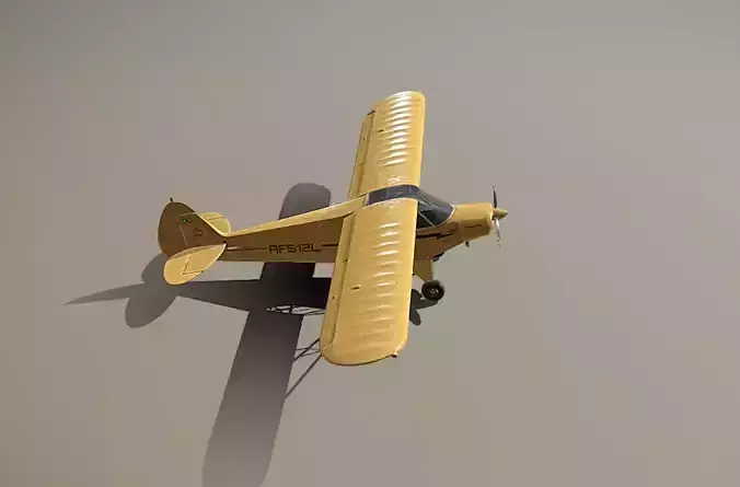 Realistic 3D Printed Piper PA-18 Propeller Airplane Model 3D print model