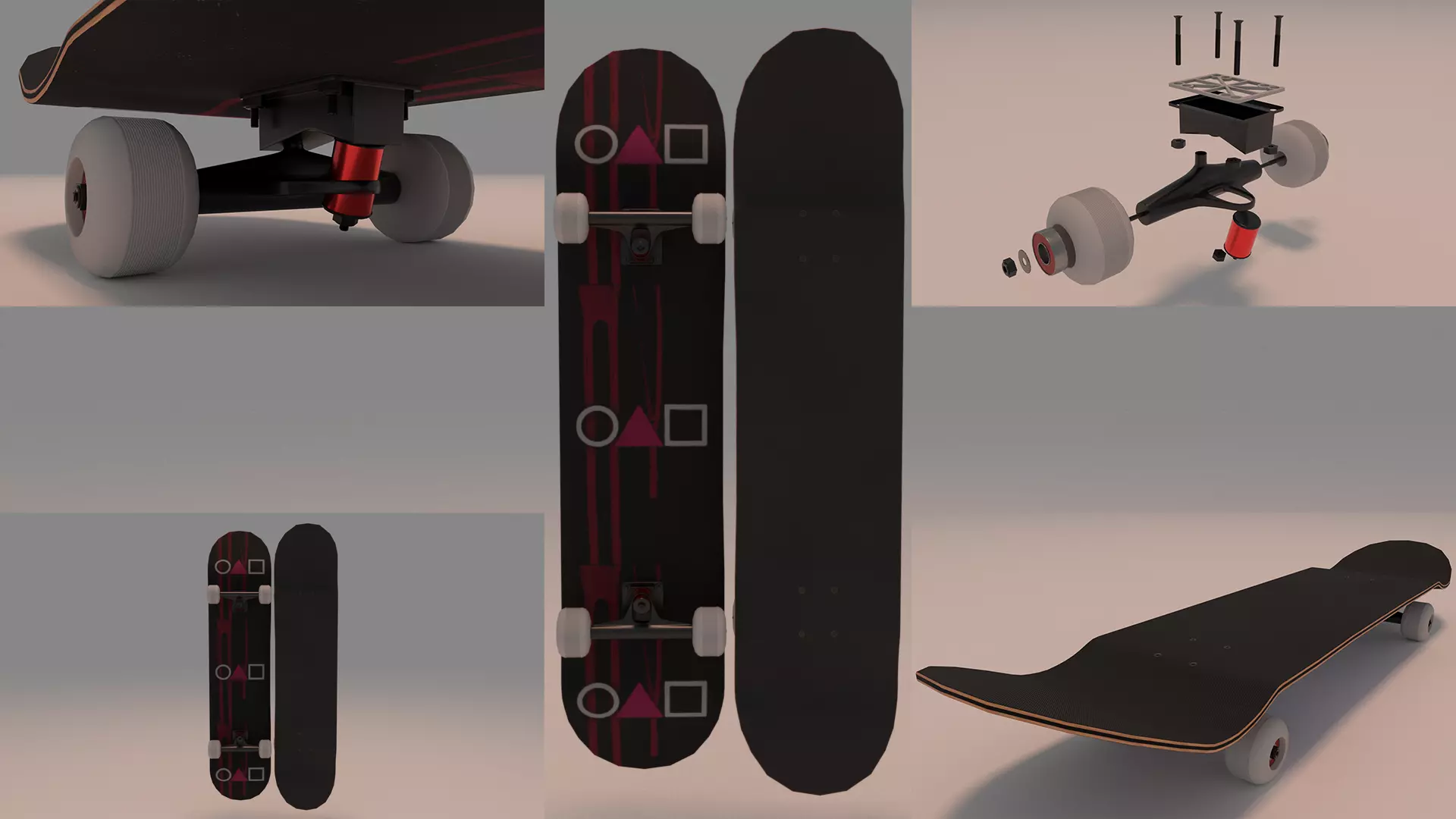 Squid Game Tv Series Skateboard 3D model