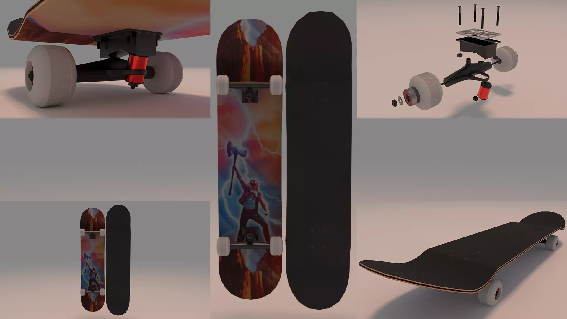 Marvel Thor Skateboard 3D model