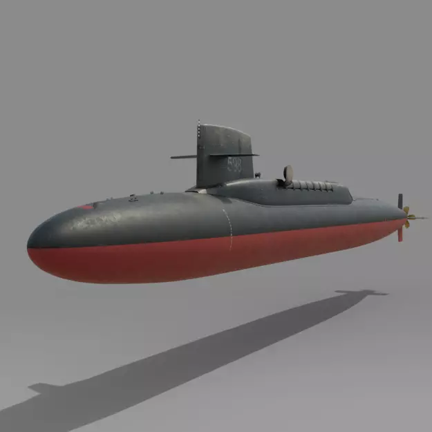 Nuclear submarine SSBN 598 Georges Washington with missile Free 3D model
