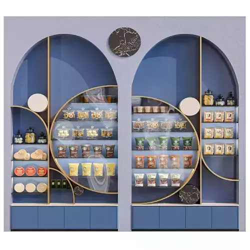 Showcase with coffee desserts