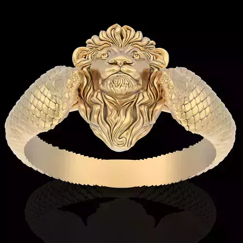 Lion snake silver gold printable jewelry 3D model