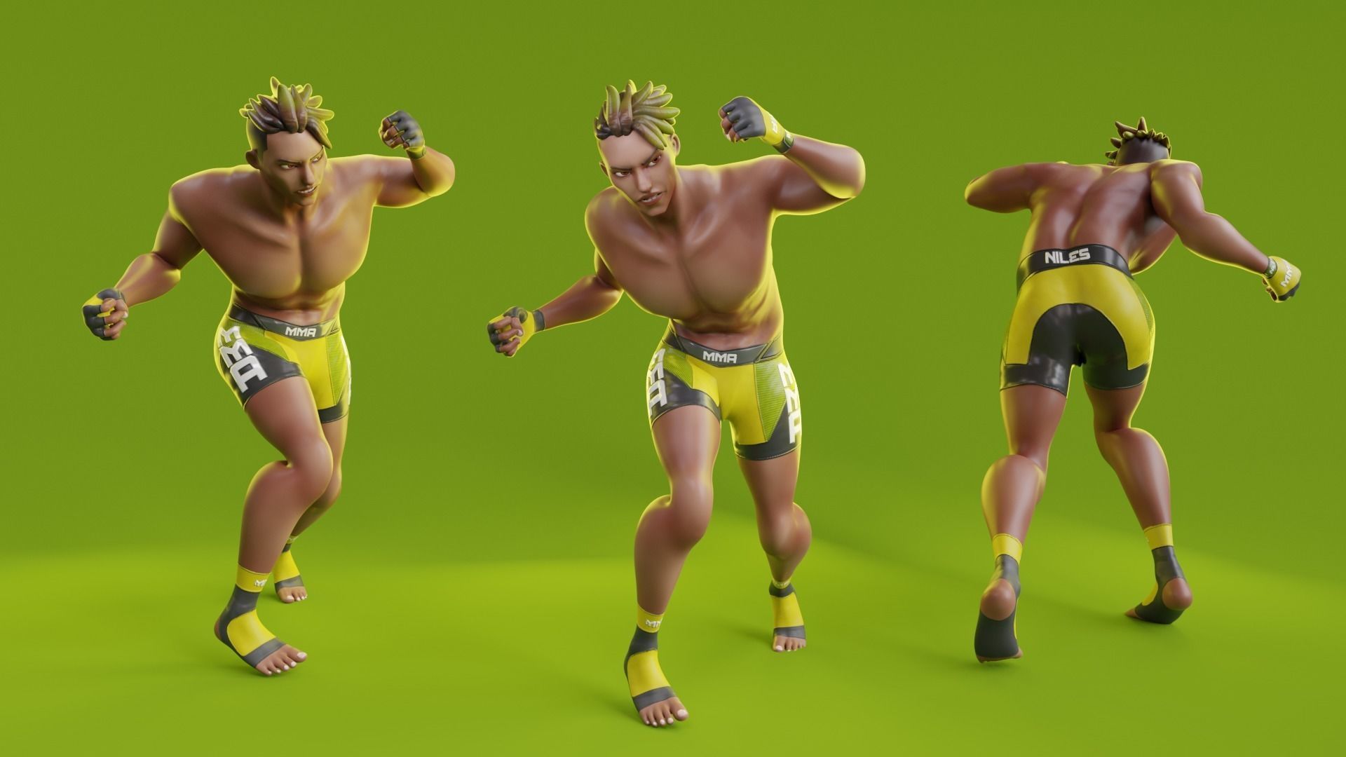Low Poly Boxer - MMA Fighter - Niles Low-poly 3D model_13