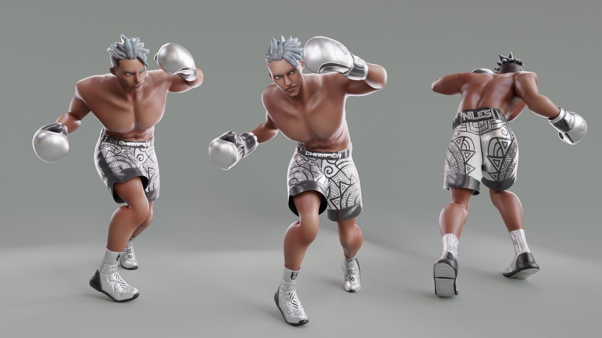 Low Poly Boxer - MMA Fighter - Niles Low-poly 3D model_5
