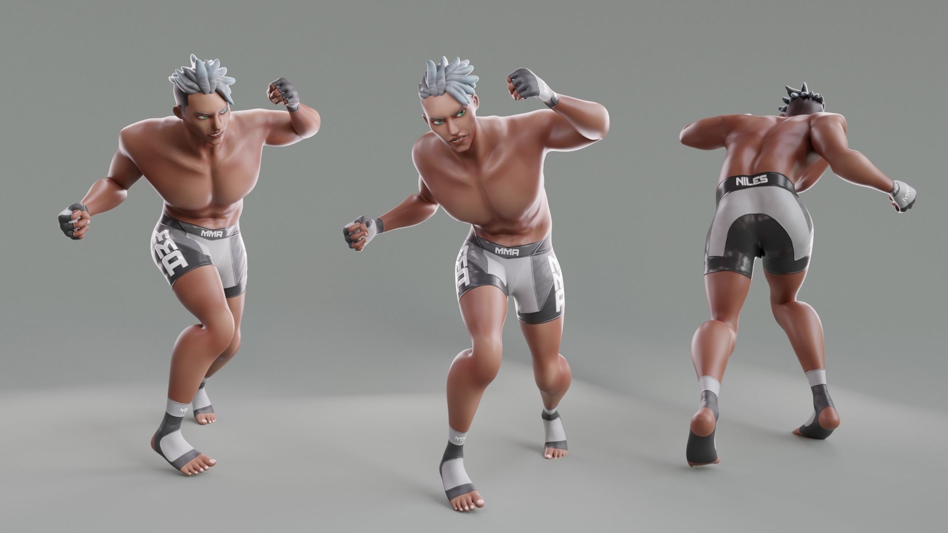 Low Poly Boxer - MMA Fighter - Niles Low-poly 3D model_12