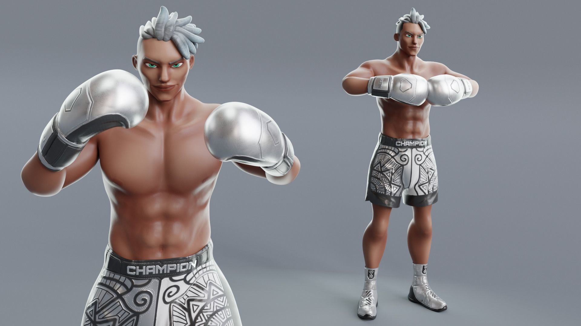 Low Poly Boxer - MMA Fighter - Niles Low-poly 3D model_11