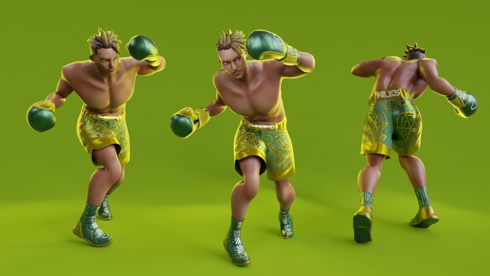 Low Poly Boxer - MMA Fighter - Niles Low-poly 3D model_6