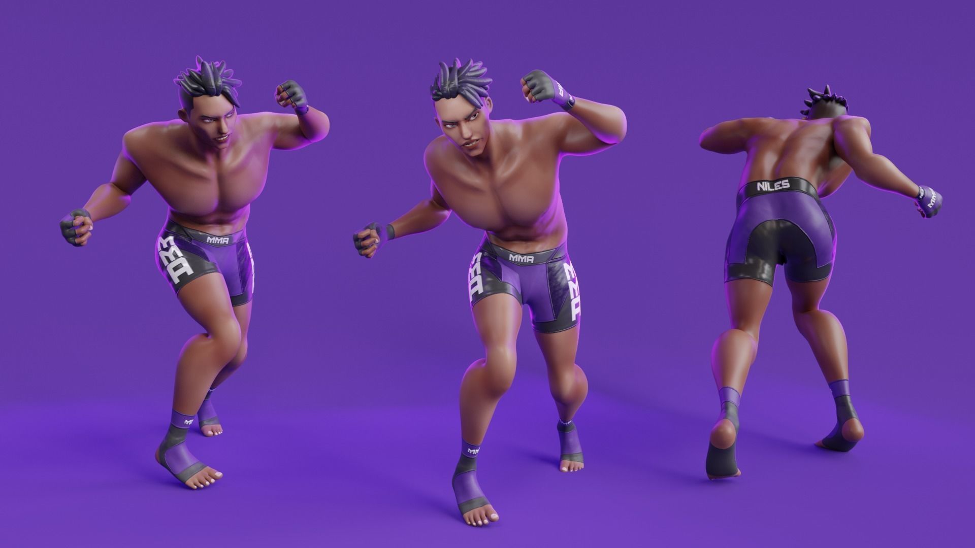 Low Poly Boxer - MMA Fighter - Niles Low-poly 3D model_14