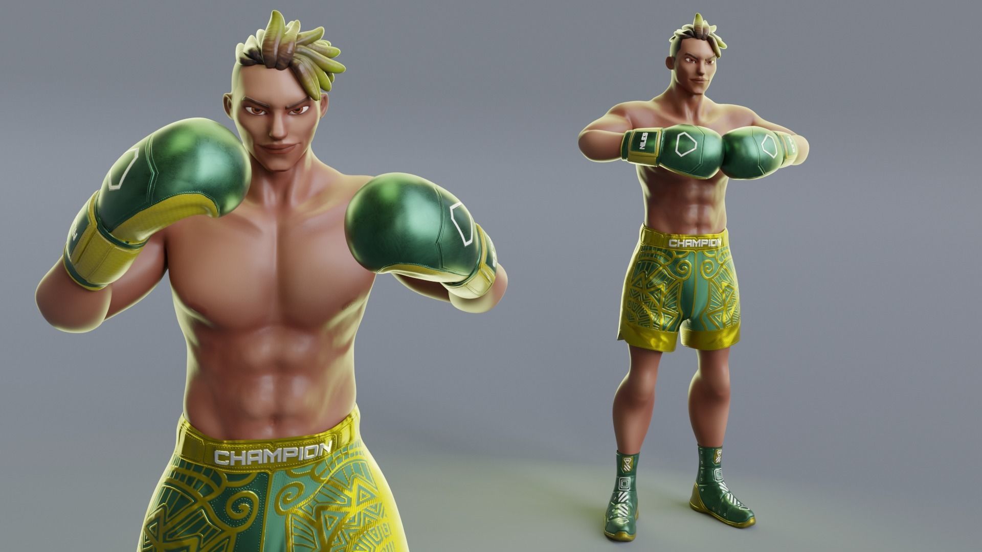 Low Poly Boxer - MMA Fighter - Niles Low-poly 3D model_10
