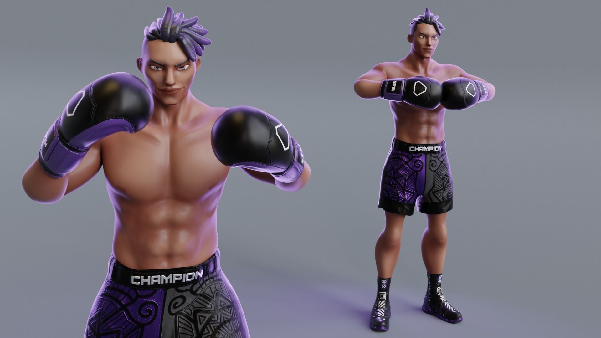 Low Poly Boxer - MMA Fighter - Niles Low-poly 3D model_9