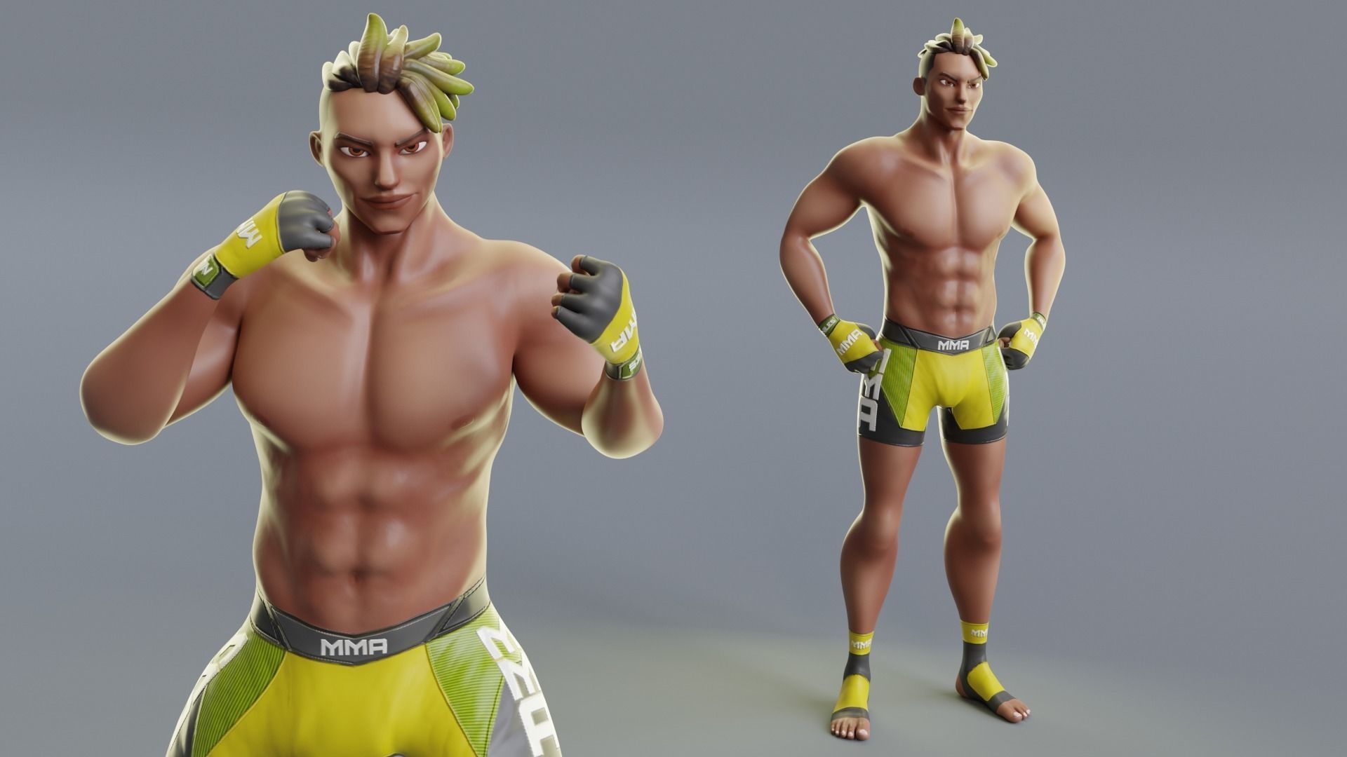 Low Poly Boxer - MMA Fighter - Niles Low-poly 3D model_17