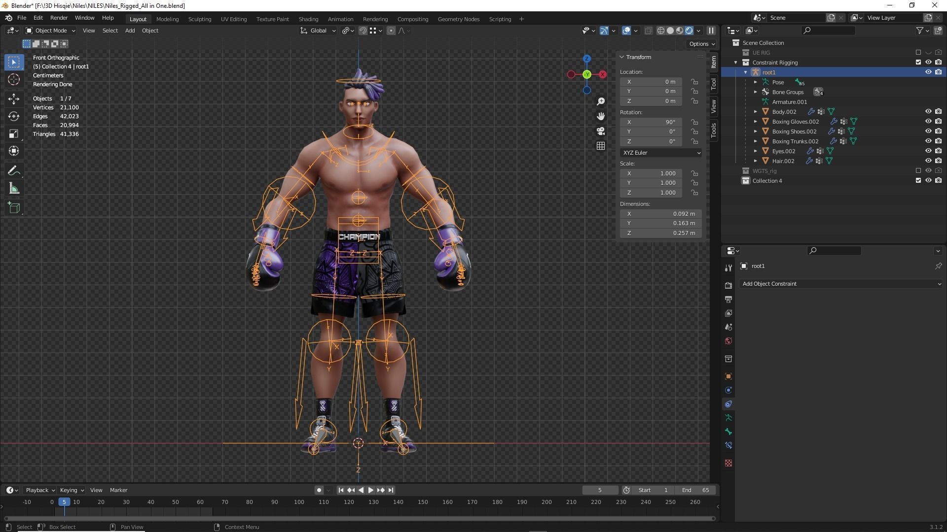 Low Poly Boxer - MMA Fighter - Niles Low-poly 3D model_24