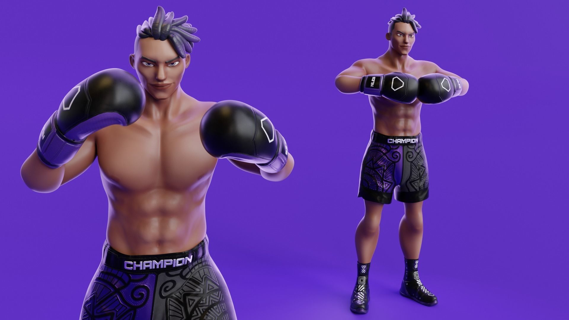 Low Poly Boxer - MMA Fighter - Niles Low-poly 3D model_8