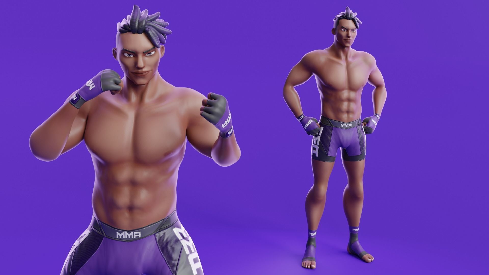 Low Poly Boxer - MMA Fighter - Niles Low-poly 3D model_15