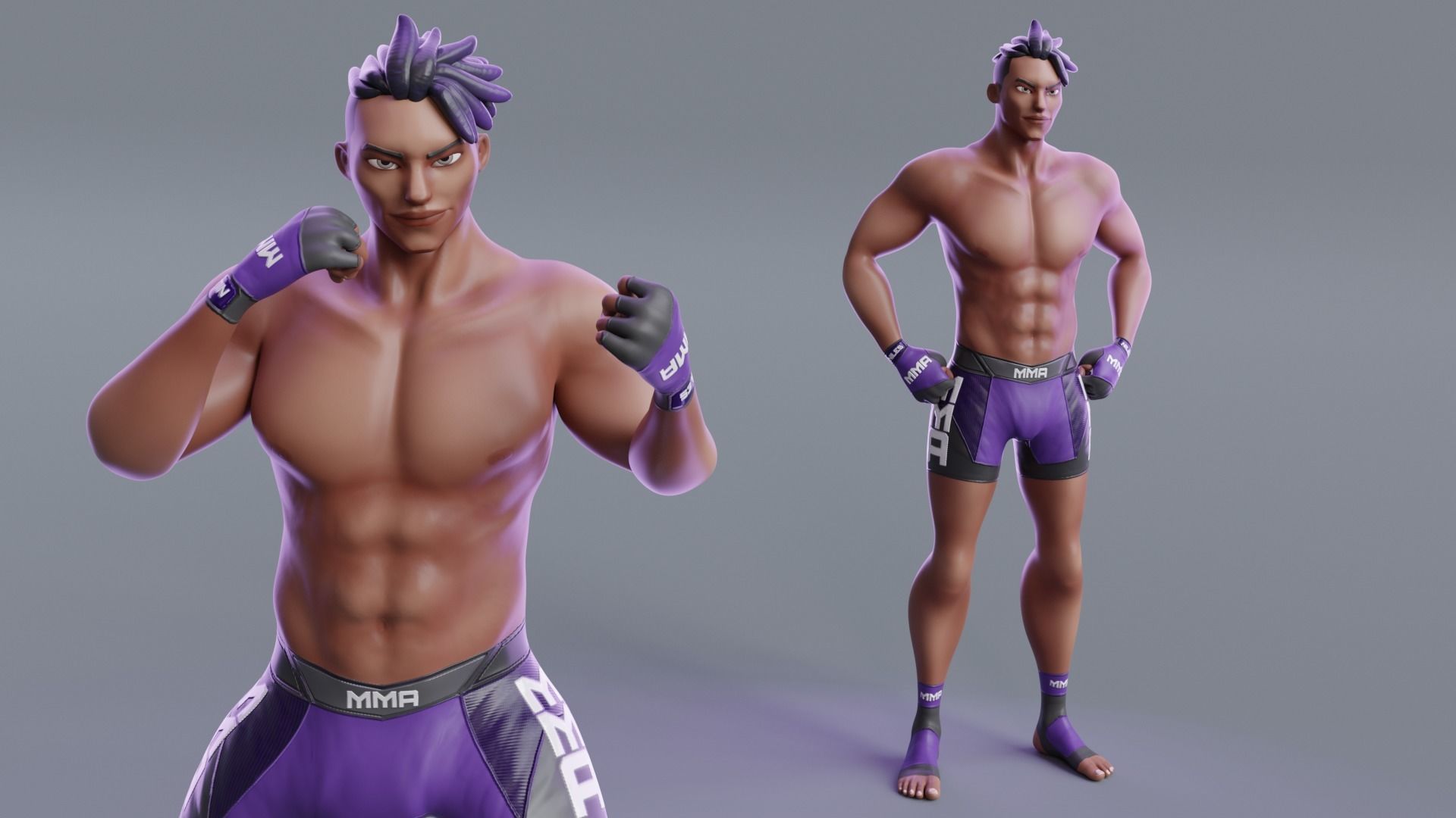 Low Poly Boxer - MMA Fighter - Niles Low-poly 3D model_16