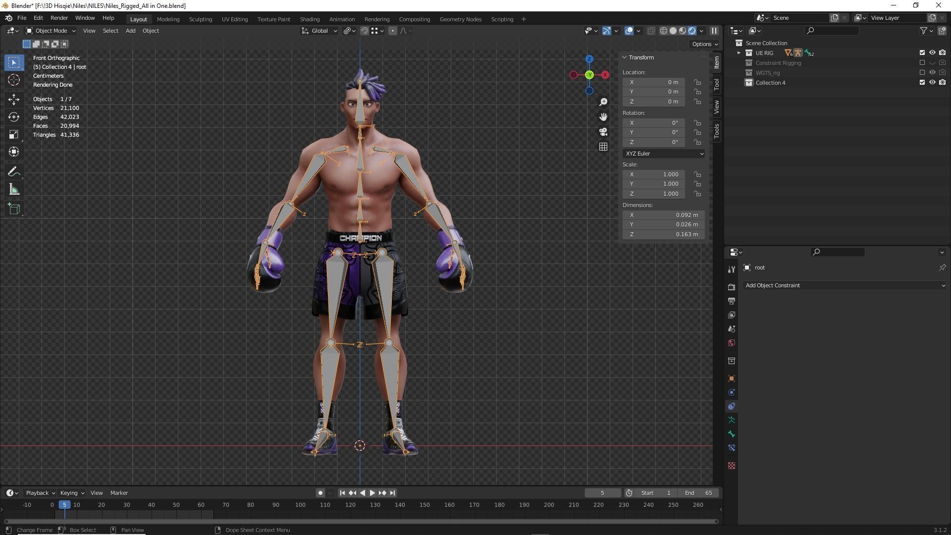 Low Poly Boxer - MMA Fighter - Niles Low-poly 3D model_25
