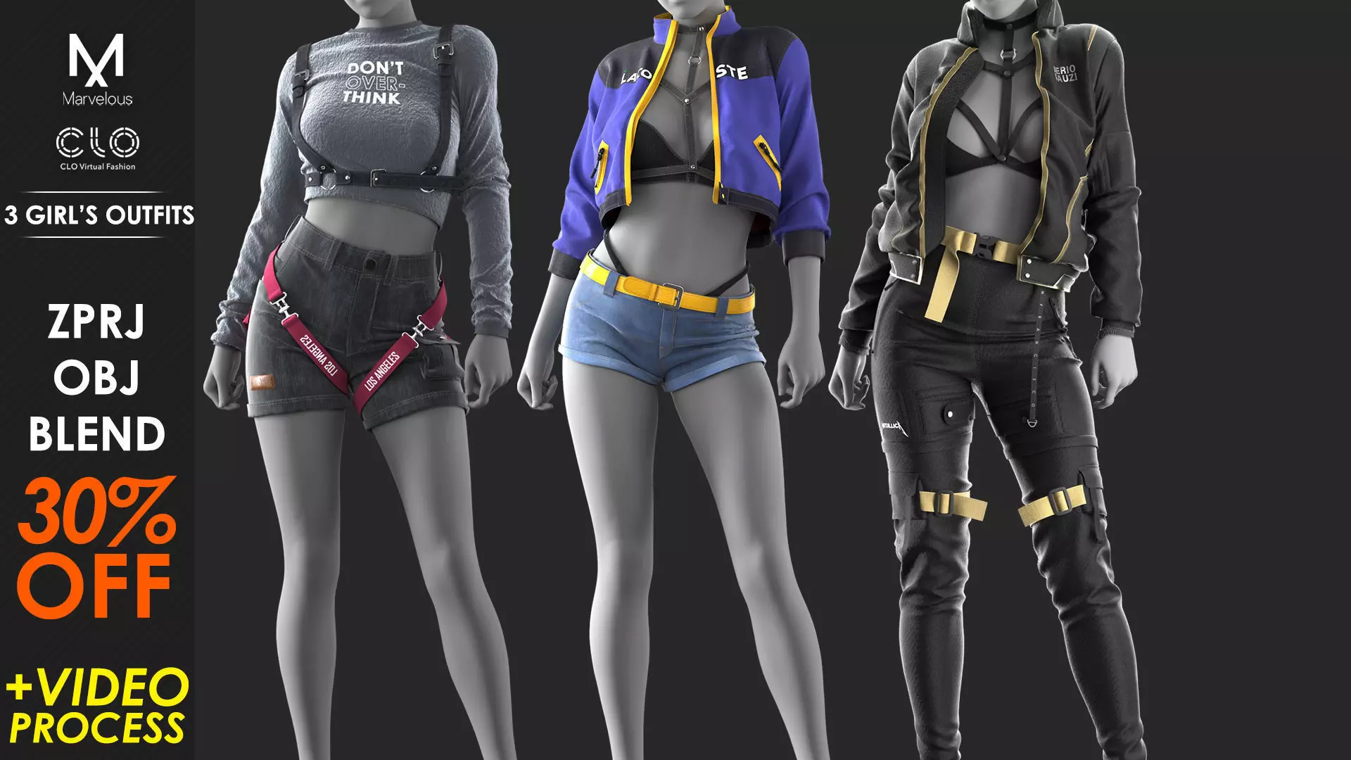 3 Outfits - Marvelous - CLO Project file - Video Process 3D Model Collection_0