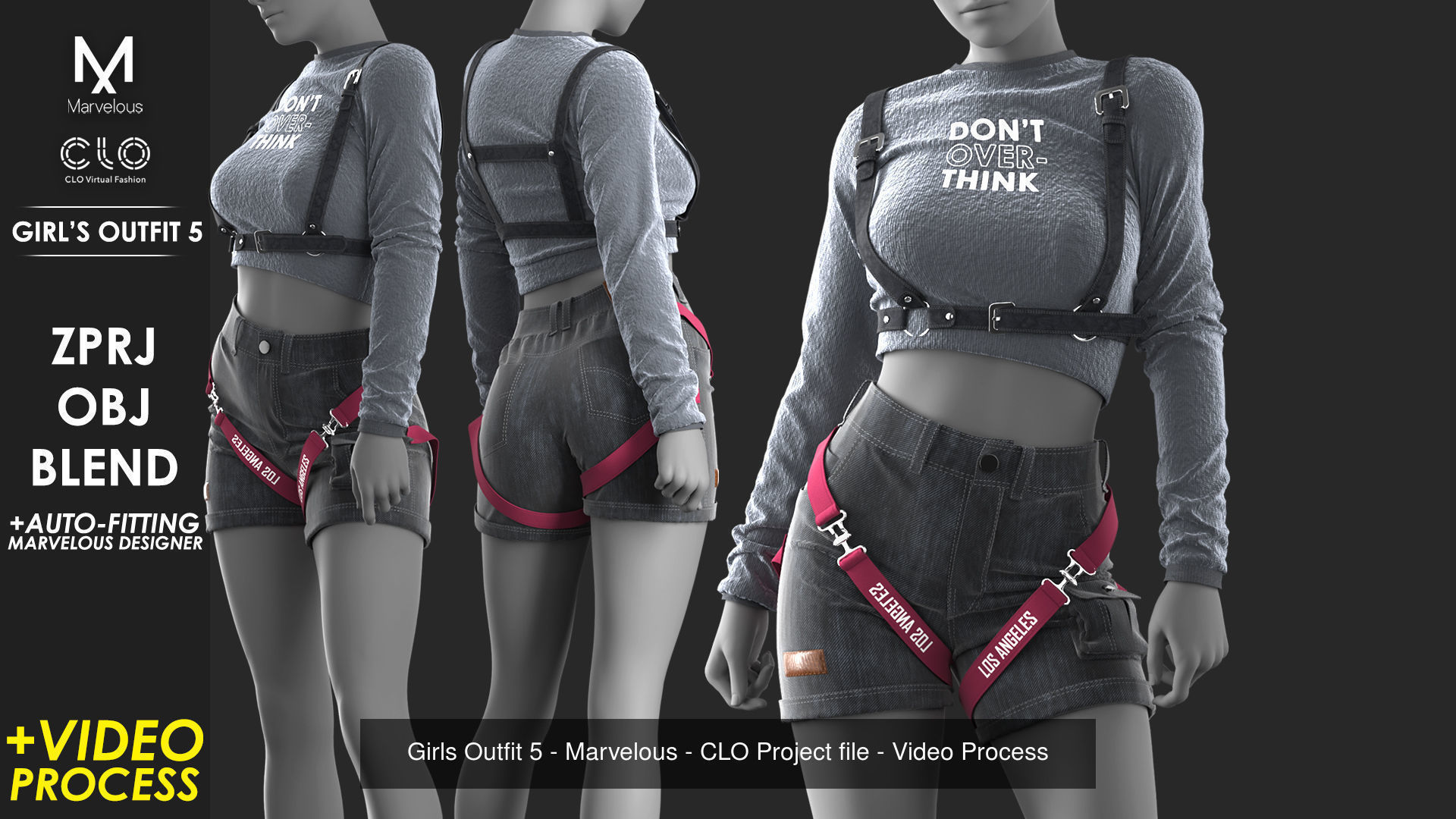3 Outfits - Marvelous - CLO Project file - Video Process 3D Model Collection_4