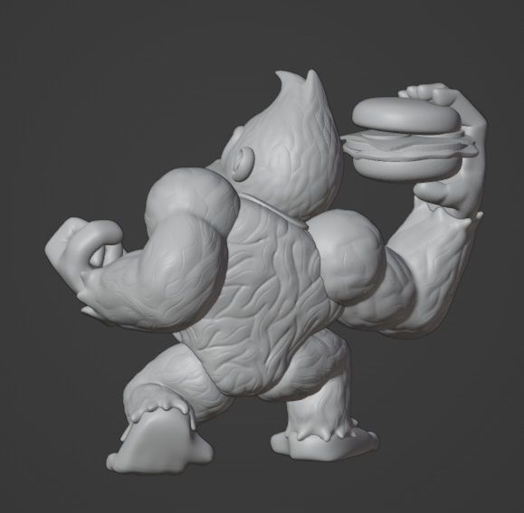 Donkey kong character with hamburger in hand 3D print model_2
