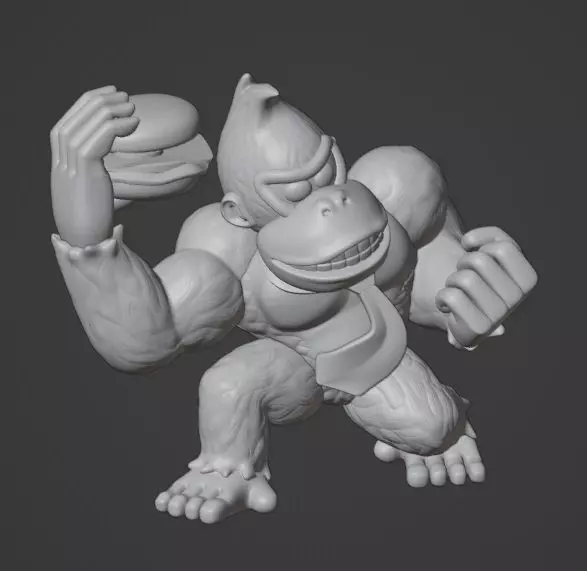 Donkey kong character with hamburger in hand 3D print model_0
