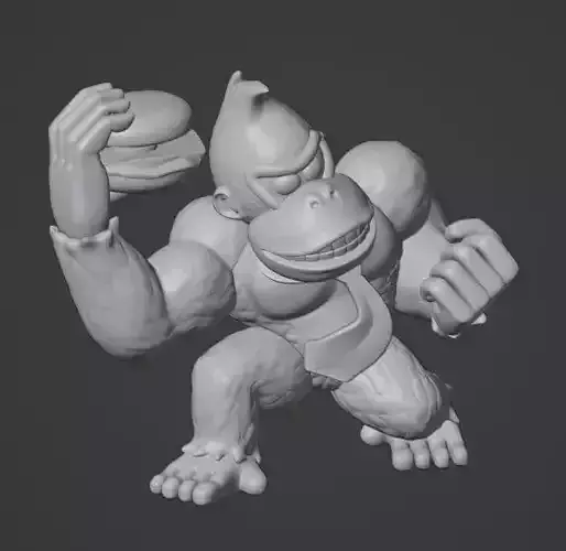 Donkey kong character with hamburger in hand 3D print model