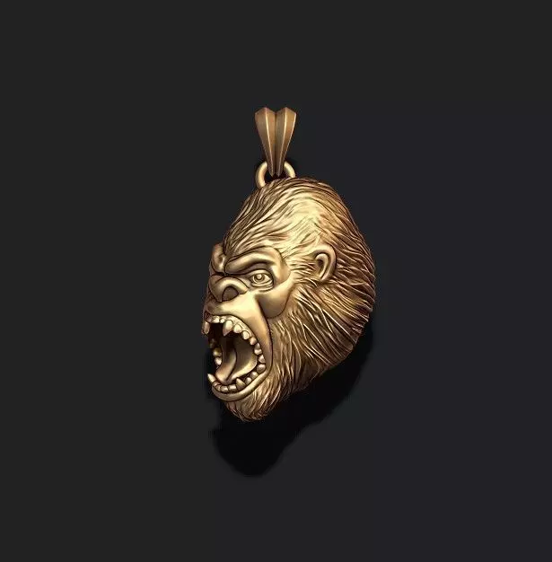 Angry Gorilla basrelief pendant 3D print model_0
