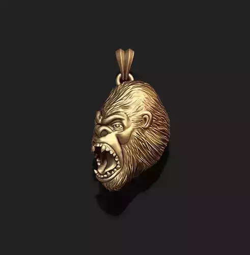 Angry Gorilla basrelief pendant 3D print model
