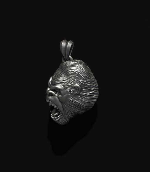 Angry Gorilla basrelief pendant 3D print model_4