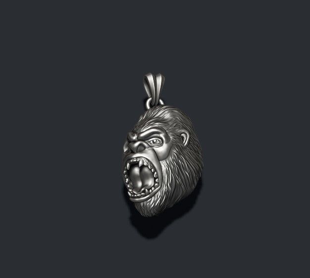 Angry Gorilla basrelief pendant 3D print model_5