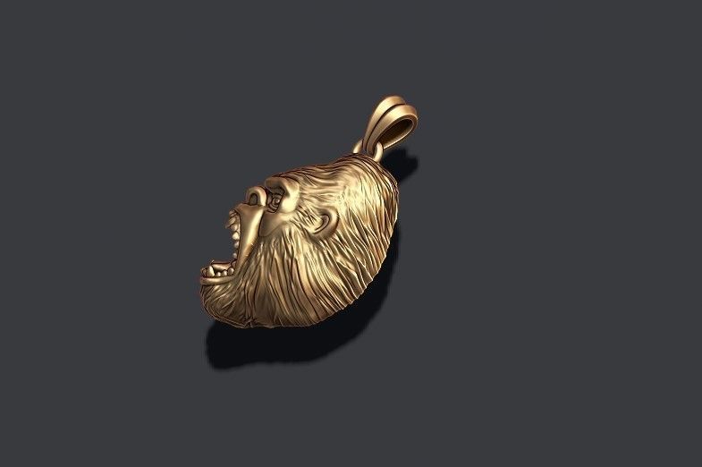 Angry Gorilla basrelief pendant 3D print model_1