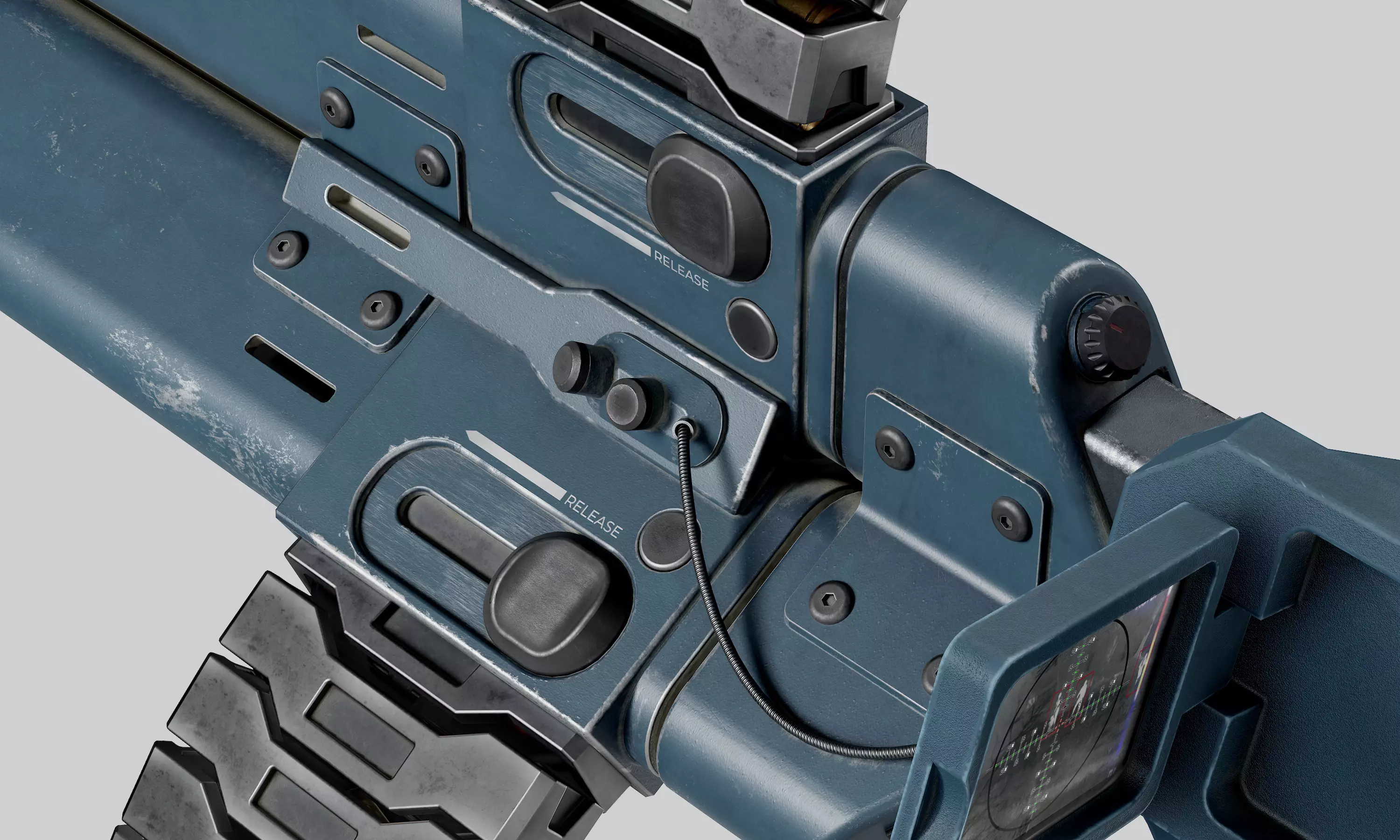 Type-Three-barreled heavy machine gun  Low-poly 3D model_0