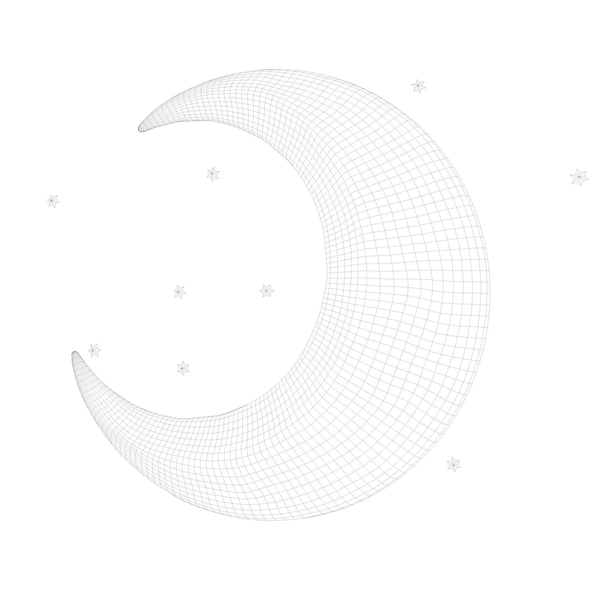 Stylized Crescent Moon 3D model_9