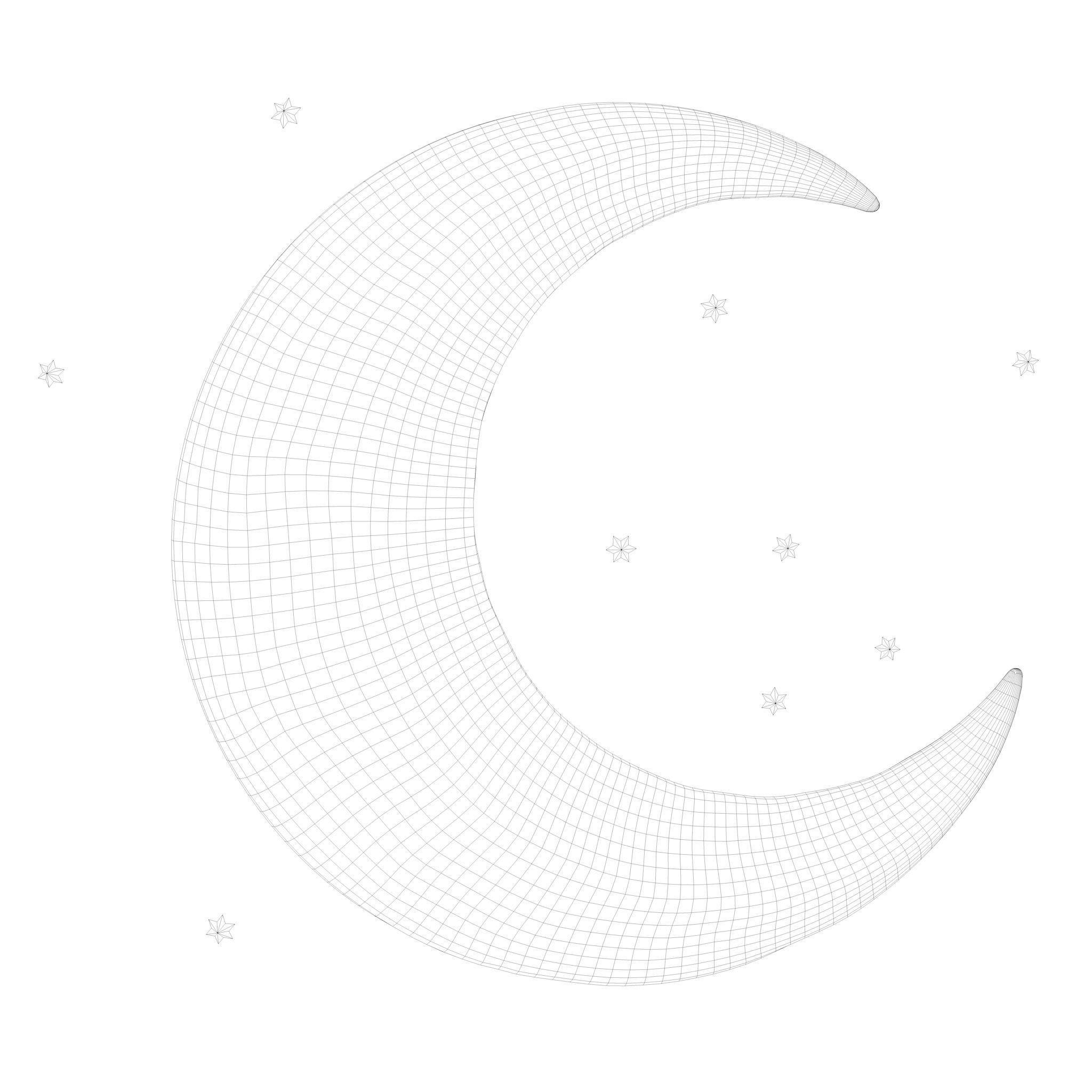 Stylized Crescent Moon 3D model_7