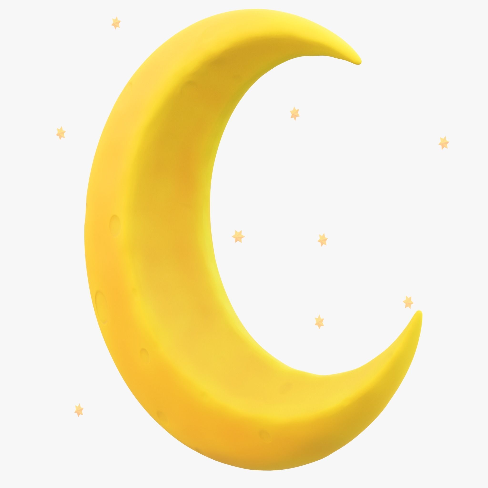 Stylized Crescent Moon 3D model_3