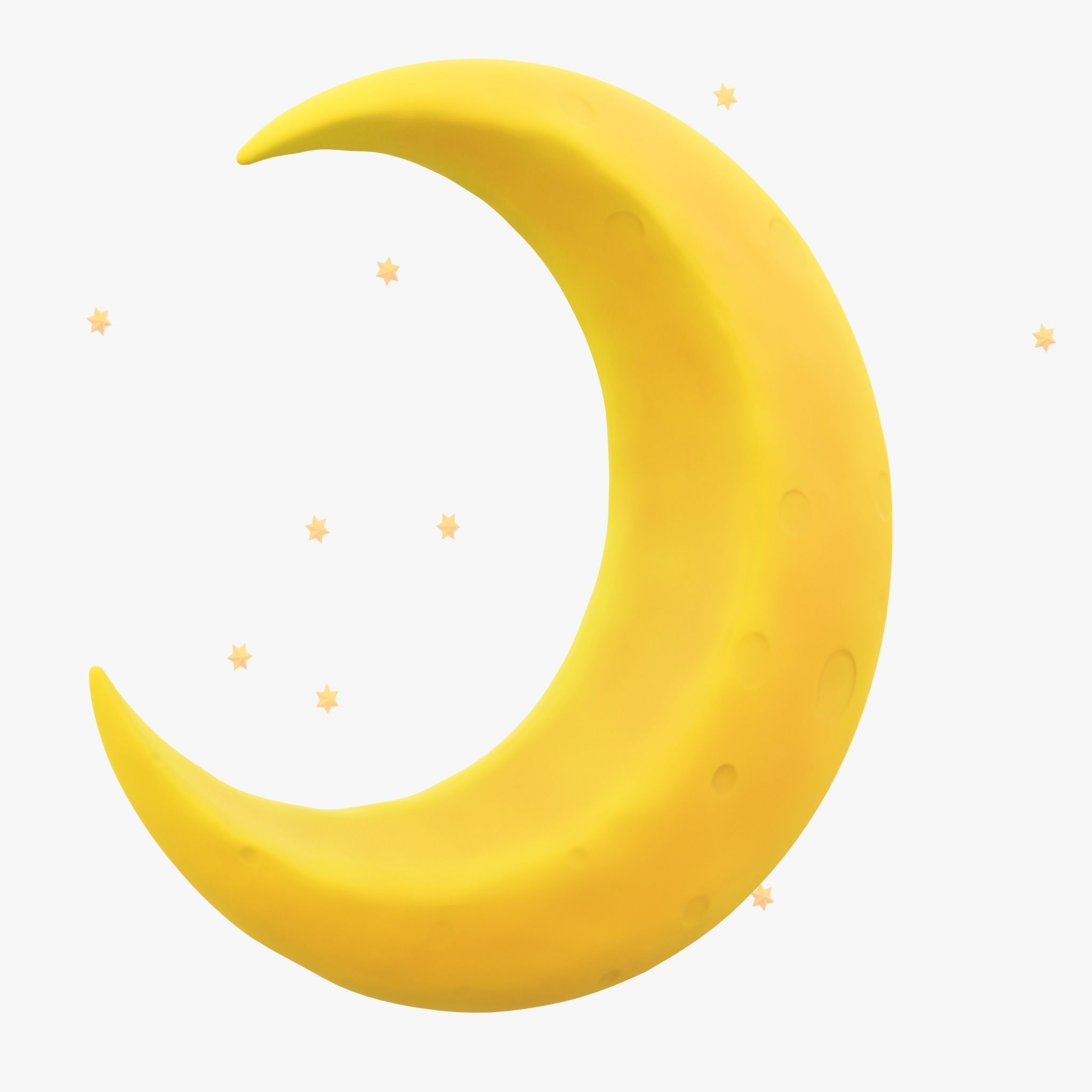 Stylized Crescent Moon 3D model_6