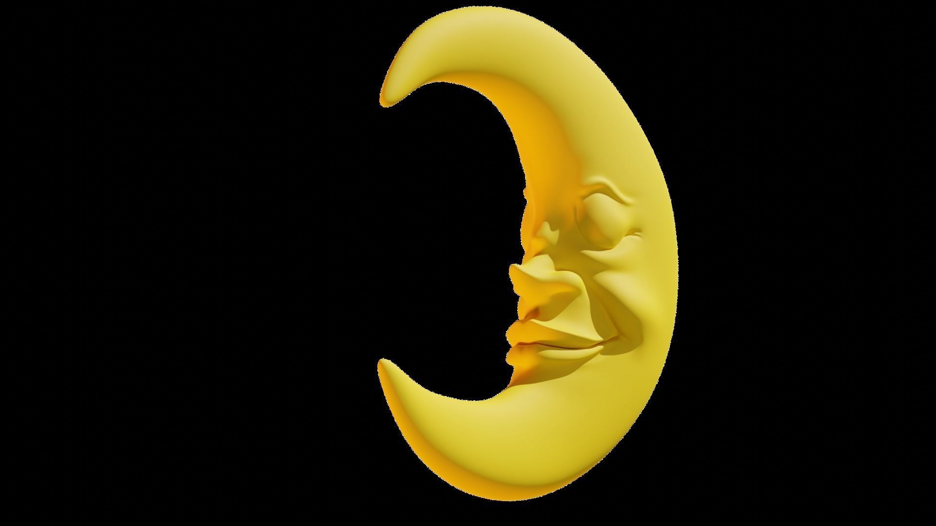 Stylized Cartoon Sculped High poly Moon 3D model 3D model_3