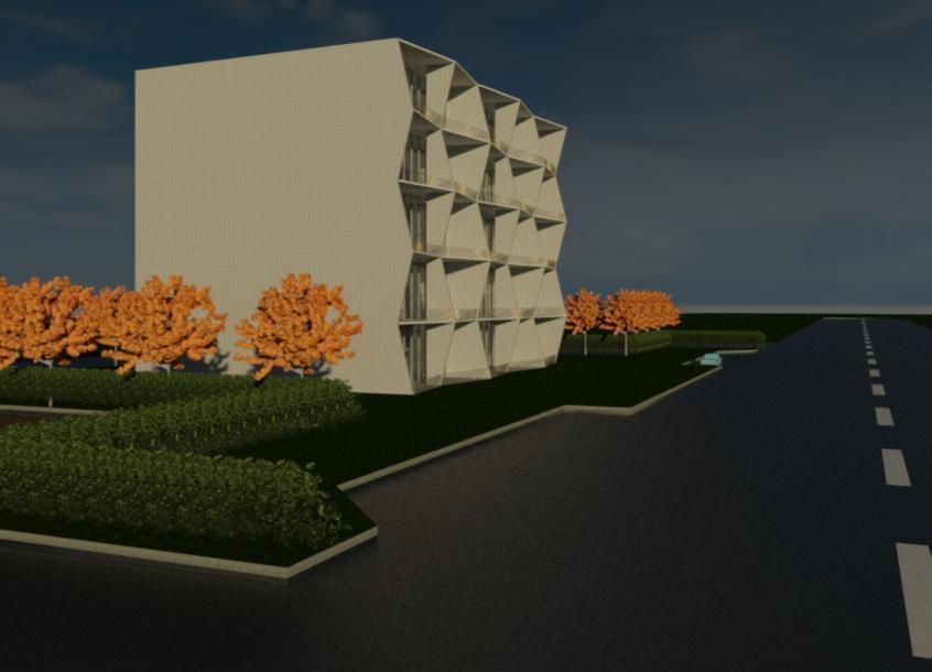 Unique Square Facade 3D model_1