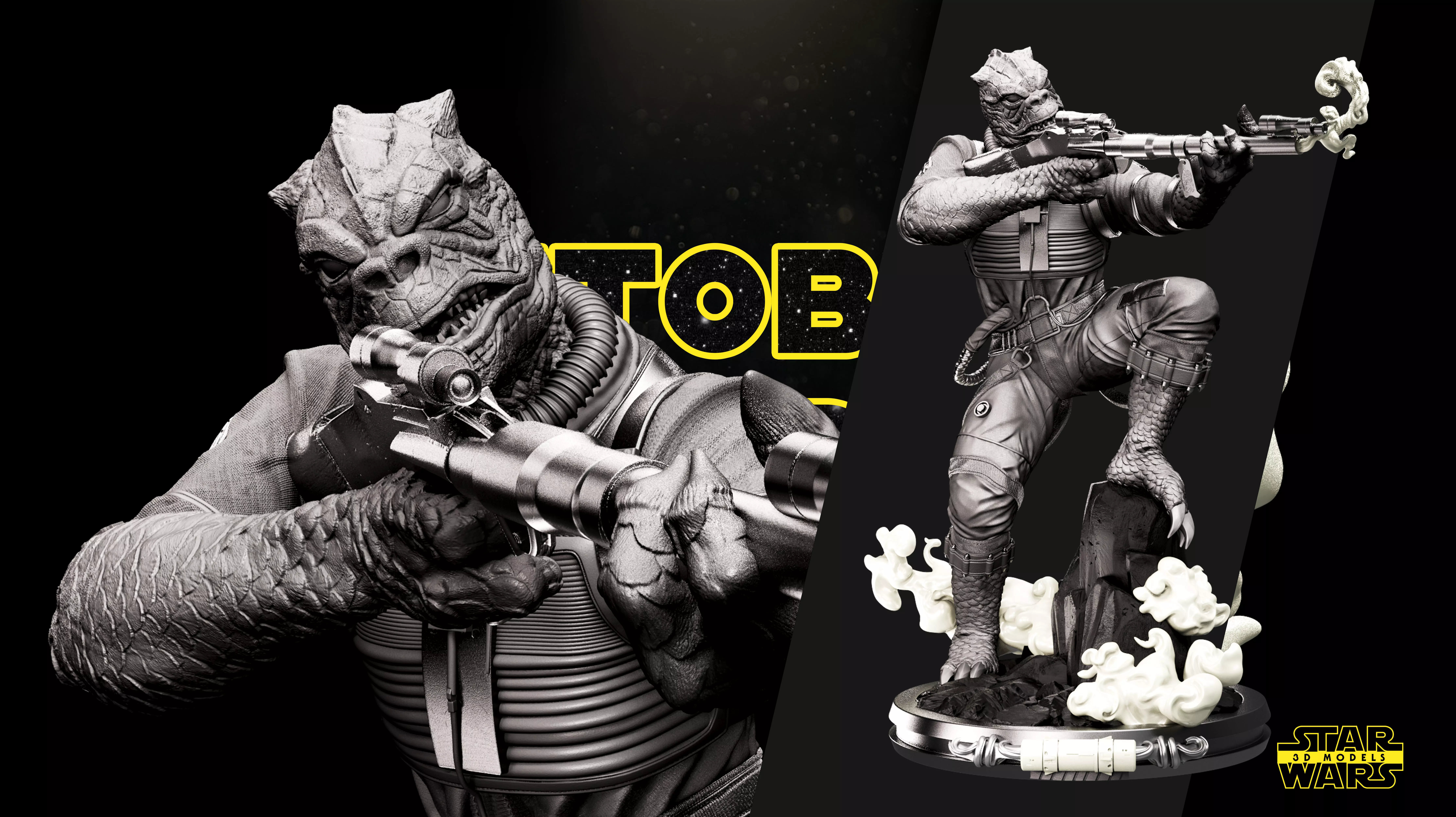 Bossk Sculpture Star Wars 3D Models Ready for 3D printing 3D print model_0