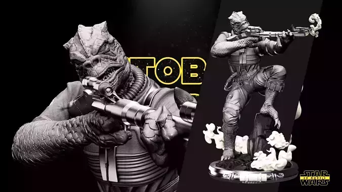 Bossk Sculpture Star Wars 3D Models Ready for 3D printing