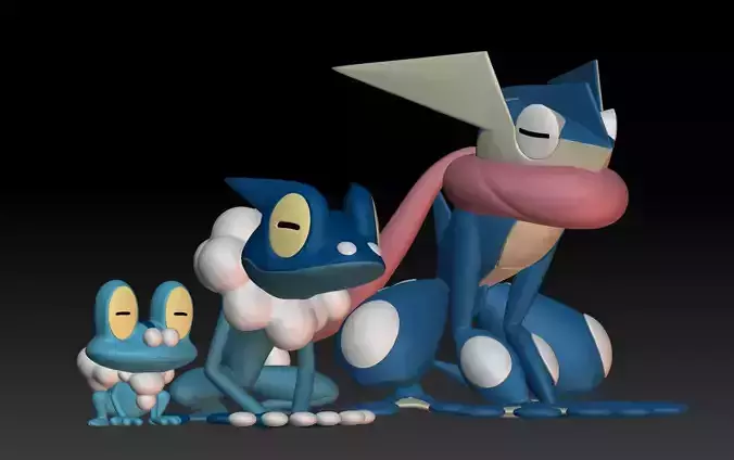 Pokemon Froakie Frogadier Greninja 3D print model